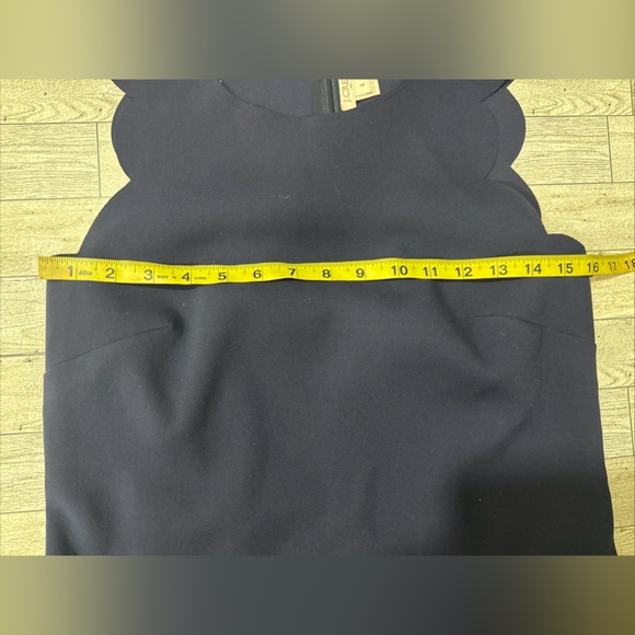 J Crew Women Sz 4 Navy Blue Scalloped Shift Sleeveless Dress Style A3744 - Picture 9 of 10